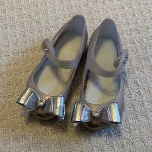 Mini Melissa Silver Bow Shoes
